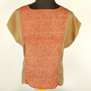 NWT Le Sample brown button back blouse